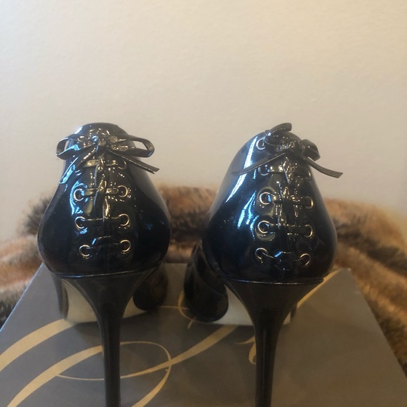 Black Patten Leather Enzo Angolini Stilettos - Picture 3 of 5